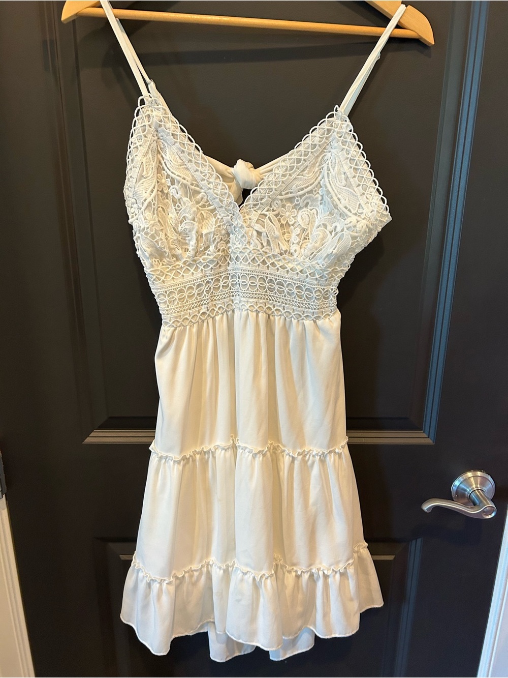 Women's Lace-Top back tie Midi Dress